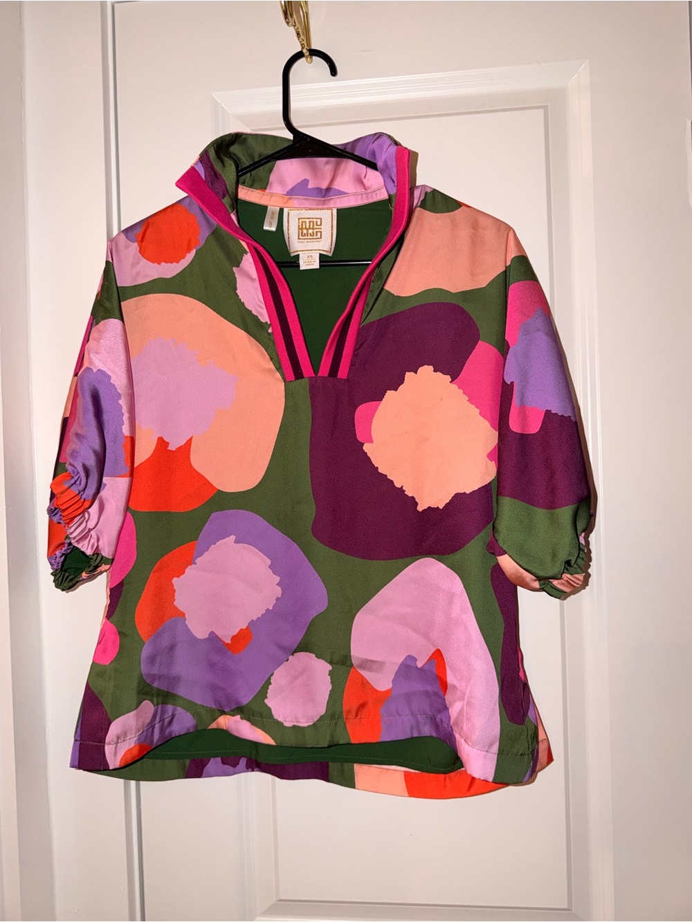 Colorful Floral Pullover Blouse - Pink & Green